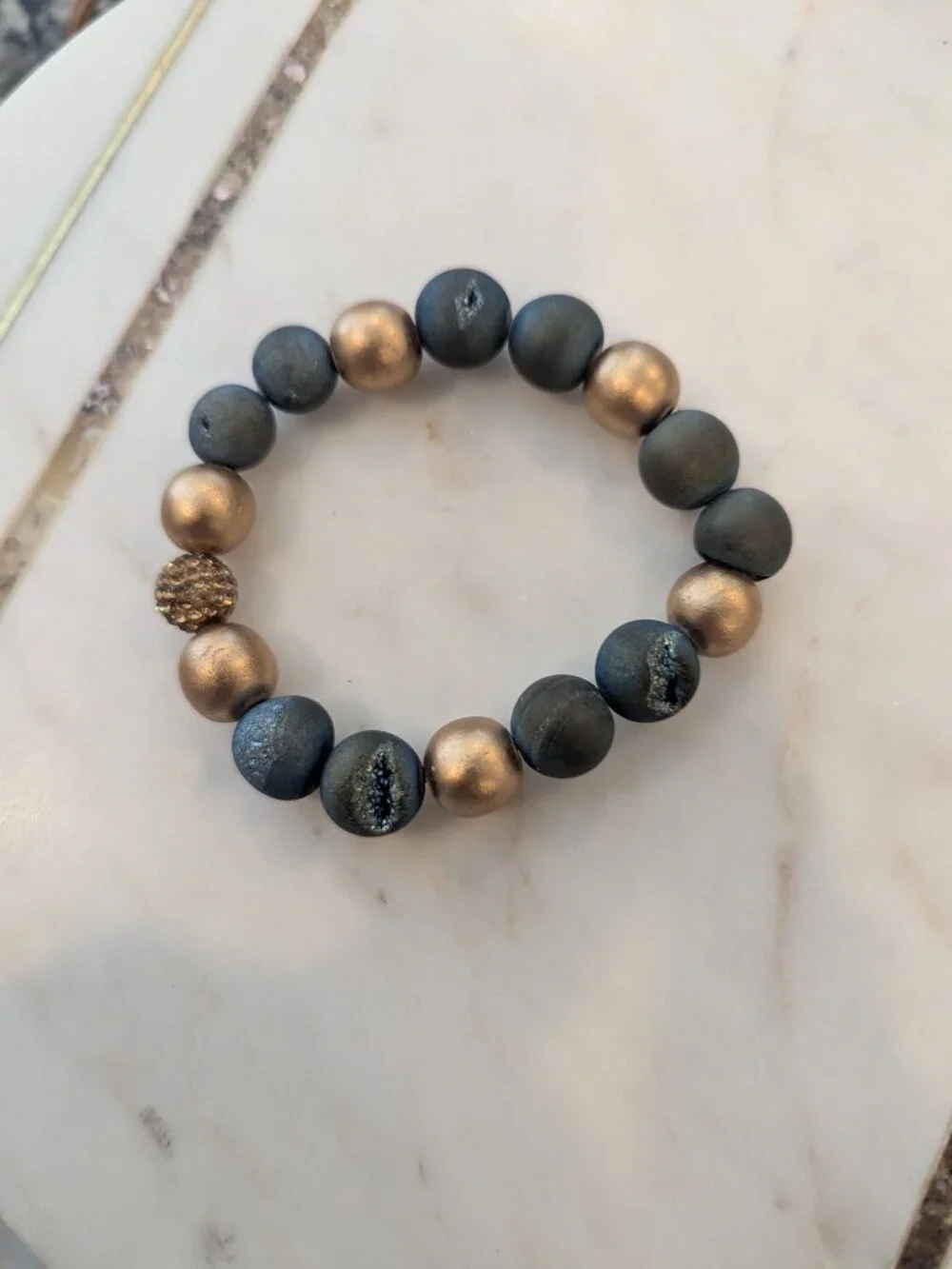 Beautiful Beaded Druzy And Rhinestone Bracelet